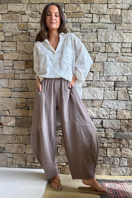 Hush Pillow Cotton Classic Barrel Pant Earth